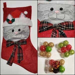 Cat Christmas Stocking With Cat Toys